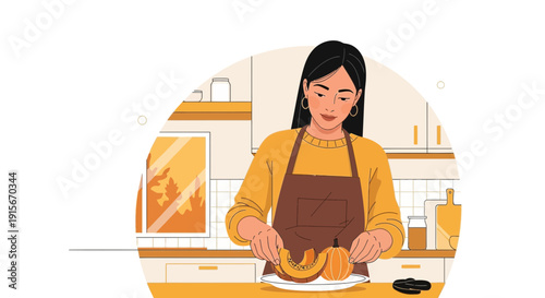 Autumn Harvest Culinary Preparations In A Modern Kitchen