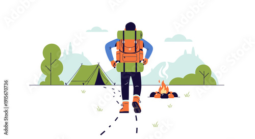 Backpacker Embarking on Wilderness Adventure