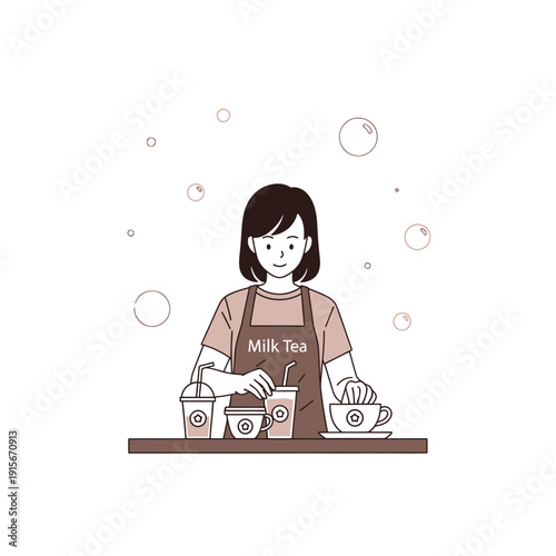 Barista Crafting Delicious Bubble Teas And Coffee Drinks With Care