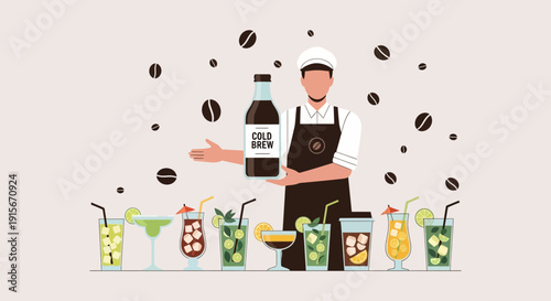 Barista Showcases Cold Brew Coffee With Refreshing Iced Beverages