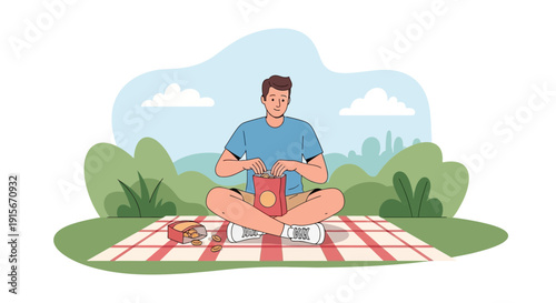 Casual Outdoor Picnic Enjoyment With Snacks In A Park Setting