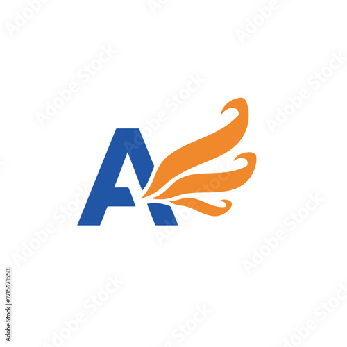 A stylized letter a logo with orange flames