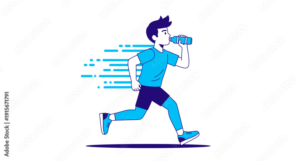 Fototapeta premium Athletic Person Hydrating While Running Energetically