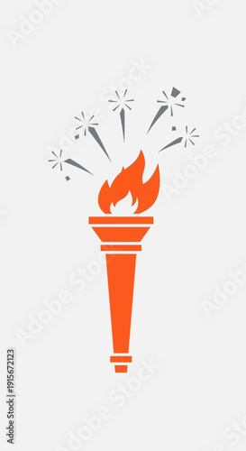 Bright Torch Igniting Celebration Sparks Symbolizing Victory Achievement and Bright Future