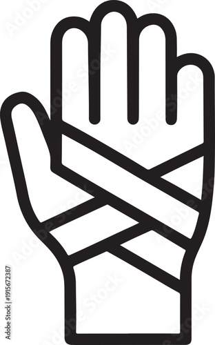 Injured hand bandage medical splint icon