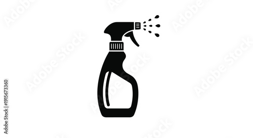 Simple black icon of a spray bottle emitting a stream of liquid