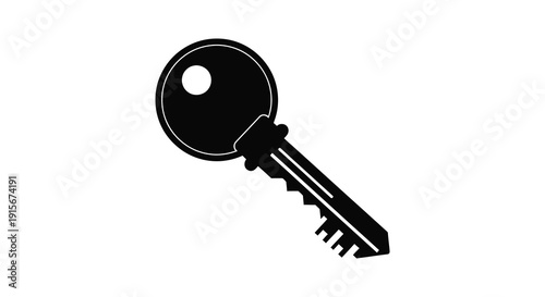 A stark black and white silhouette depicts a classic key symbolizing access security and potential unlocking mechanisms high quality professional