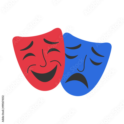 Comedy and tragedy theater masks icon. Drama symbol for cinema, stage performance and festival branding