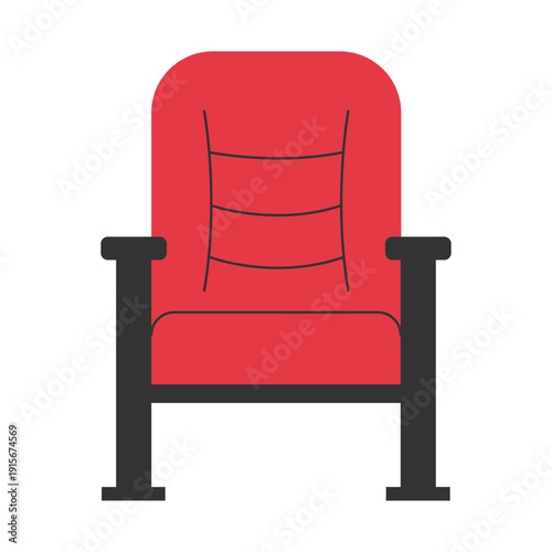 Red movie theater seat icon for cinema seating, auditorium and ticket booking