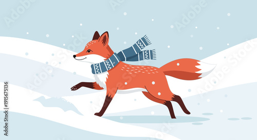 Charming Fox In Winter Wonderland Wearing A Scarf