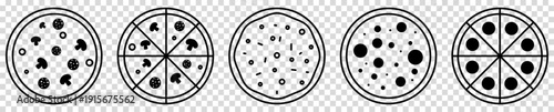 Set of pizza line icons