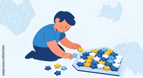 Child Engaging With Star Shaped Game Pieces For Cognitive Development