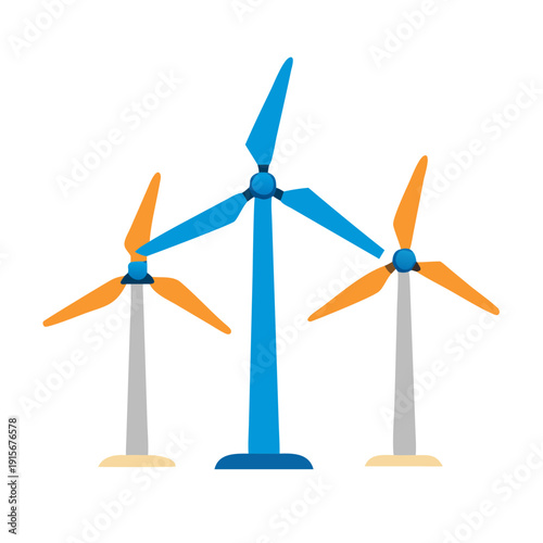 Modern wind turbines generating renewable energy in a clean environment