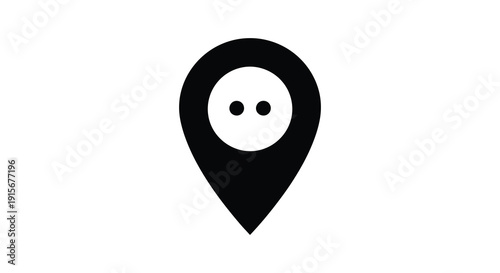 Free Download A simple black and white illustration depicts a location pin icon with a face inside featuring two dots as eyes - GFXLoad