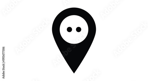 Free Download A minimalist black and white illustration depicts a location pin with a playfully designed face high quality professional - GFXLoad