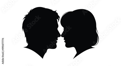 A striking black silhouette depicts a man and a woman facing each other suggesting intimacy and connection