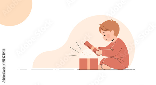 Child Unboxing Surprise Present With Joyful Discovery And Excitement