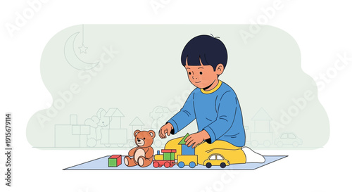 Childhood Joy Playtime Imagination Building Blocks And Toys On Play Mat