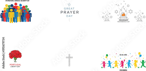 International workers solidarity day with people and other cultural celebration symbols