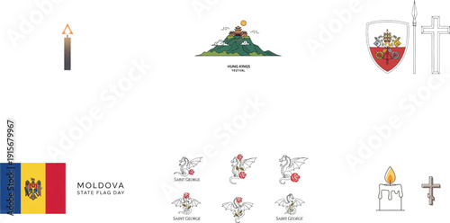 Moldova state flag day symbols and candle flame national symbols Saint George