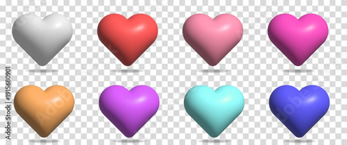 3d cartoon colorful heart shapes