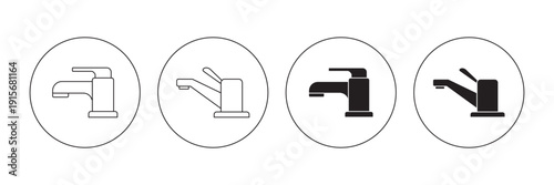 A clean icon set featuring two distinct designs of a water faucet, suitable for various design projects.