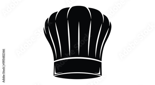 A stark black and white illustration depicts a traditional chef s toque symbolizing culinary expertise and professional cooking high quality detailed