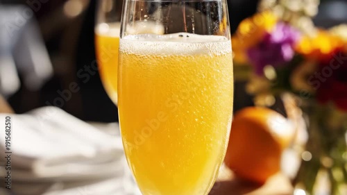 Mimosa brunch cocktail pouring into glass 4K Video