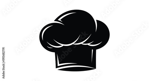 A minimalist black and white illustration depicts a classic chef s toque symbolizing culinary arts and professional cooking high quality detailed