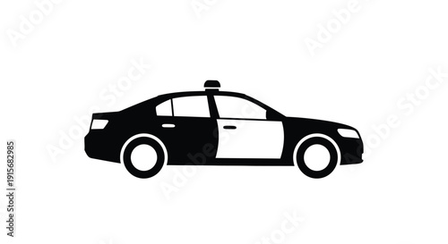 Simple black silhouette of a sedan with an open passenger door