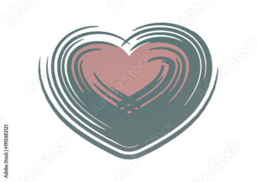 Vibrant pink heart with dynamic gray and white swirling lines
