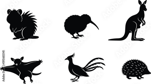 Set of 6 animal silhouettes vector design bundle wildlife icons