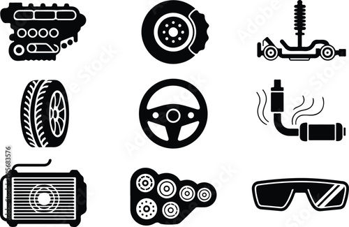 Auto Service Car Garage Icon Set Isolated Vector Car Repair Garage Icons Automotive Vector Pack