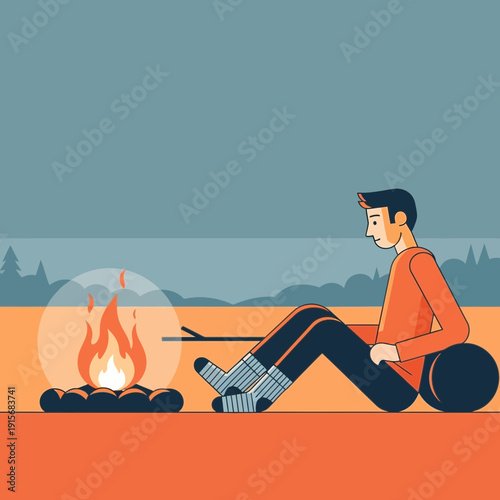 Cozy Evening Campfire Relaxation Scene Outdoors
