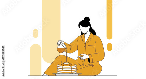 Cozy Morning Pancakes With Syrup Pour Delightful Breakfast Treat