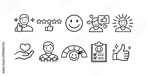 Business, communication outline icon set. Office, workplace symbols in outline style