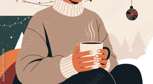 Cozy Evening Embrace Of Warmth With A Steaming Beverage