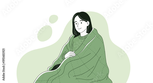 Cozy Person Wrapped In Blanket Relaxing Calm Serene Comfort