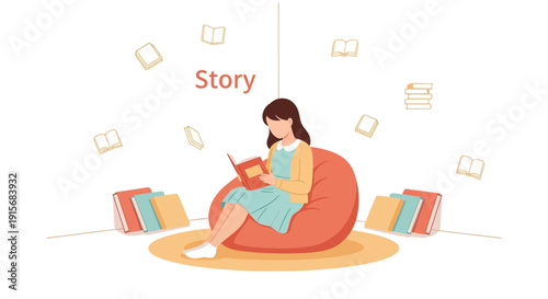 Cozy Reading Nook With Floating Books Inspiring Imagination