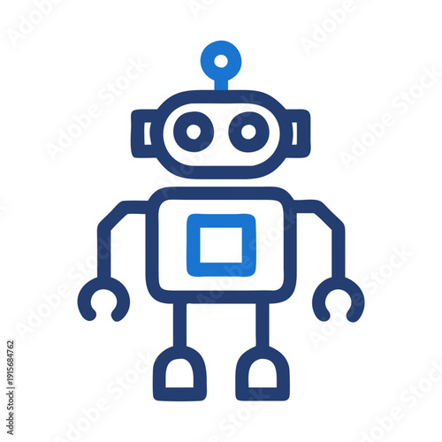 A friendly humanoid robot with a modern design and glowing blue eyes