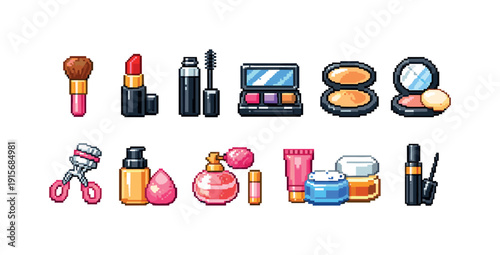 Cosmetics and beauty outline icon set. Makeup, skincare icons collection.