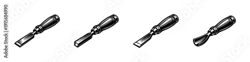 Woodworking tools vector icon set. flat chisel symbols collection. carpentry graphic elements