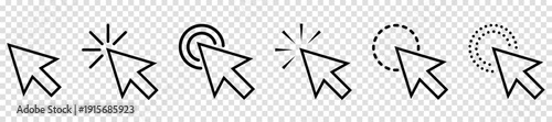 Computer mouse click cursor icons set