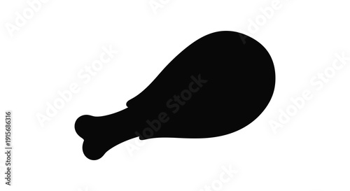 A stark silhouette depicts a single chicken leg showcasing its classic shape against a white backdrop high quality