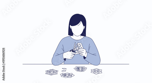 Creative Person Crafting Intricate Paper Snowflakes With Scissors