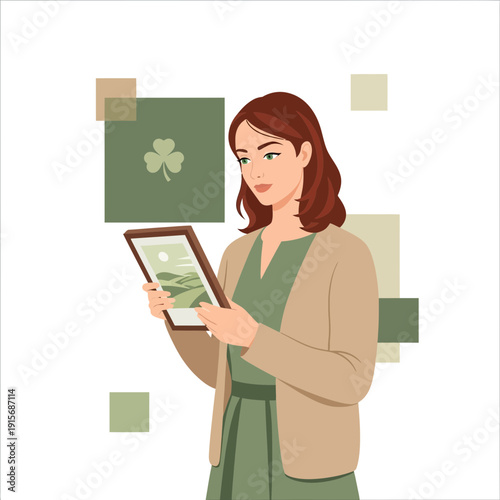Creative Woman Admiring Digital Art Displayed On Tablet Screen