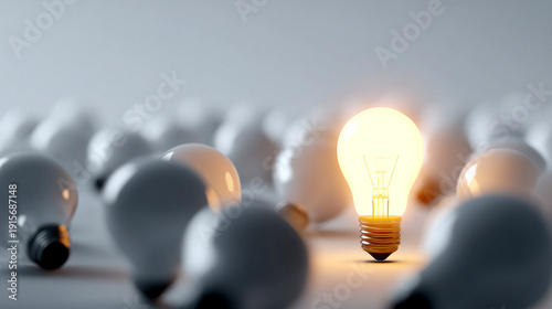 creative success lightbulb moment, modern solution and ideation