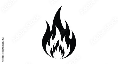 A striking black silhouette depicts a stylized flame showcasing dynamic curves and a powerful energetic form high quality