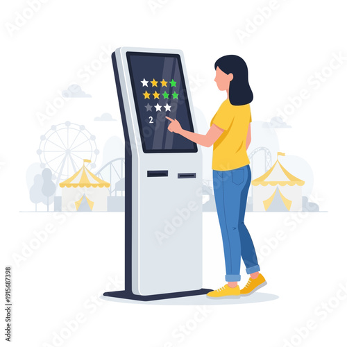 Customer Feedback Kiosk Interaction In Amusement Park Setting