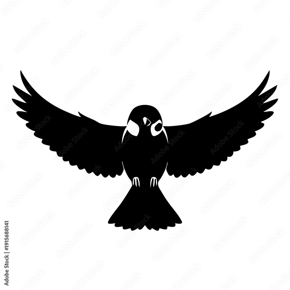 Fototapeta premium Eagle flying silhouette vector icon 